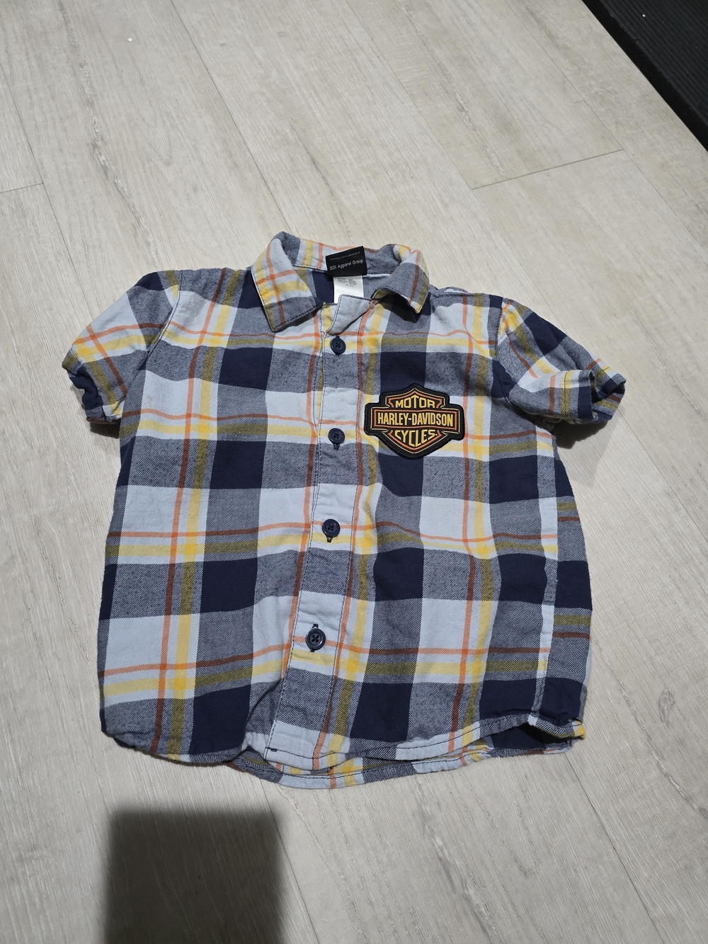 Harley-Davidson Short-Sleeve Plaid Shirt in Navy, Yellow & Gray